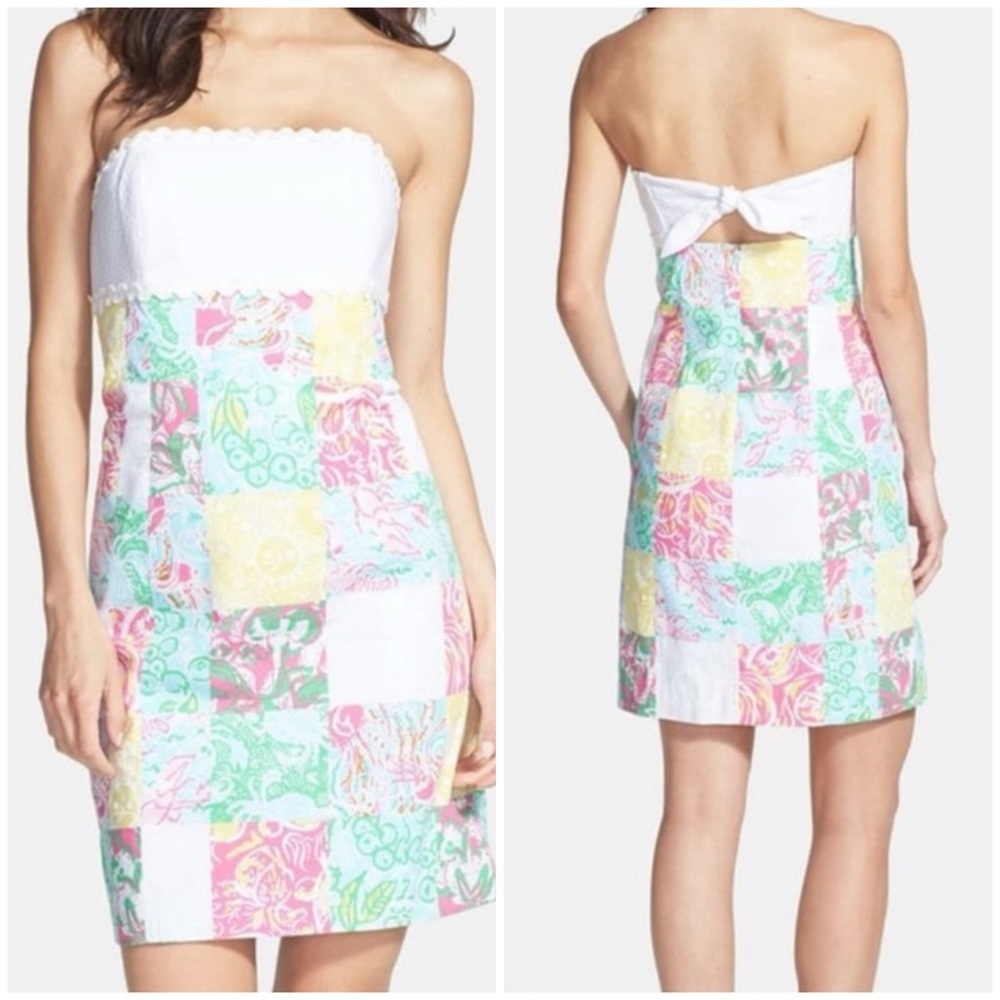 Lilly Pulitzer Franco Patchwork Dress Size‎ 4 Cotton Colorful Bright Print